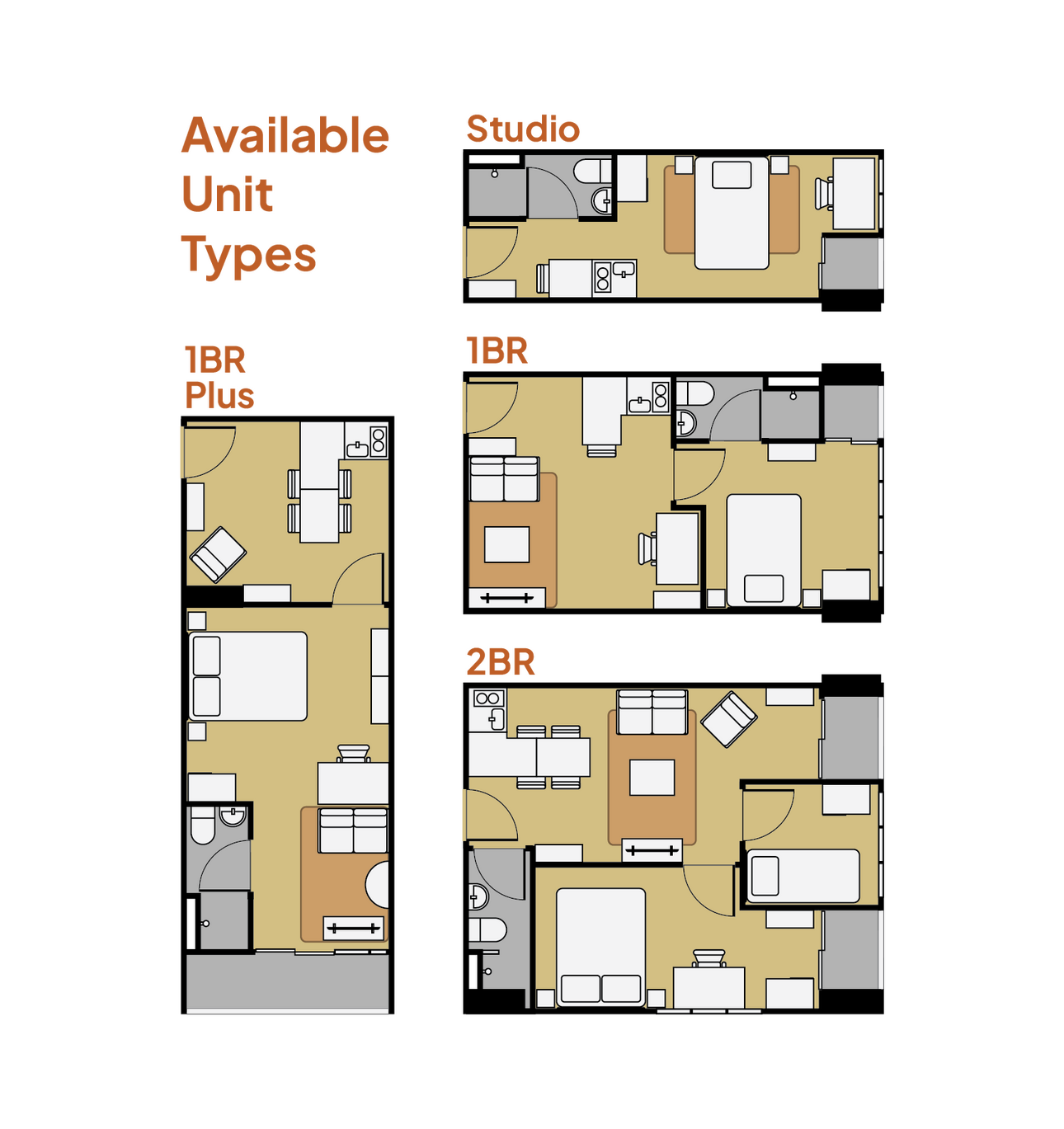 Available Unit Types: Studio, 1BR, 1BR Plus, and 2BR